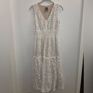 Classy Taylor Ivory Lace Midi Dress